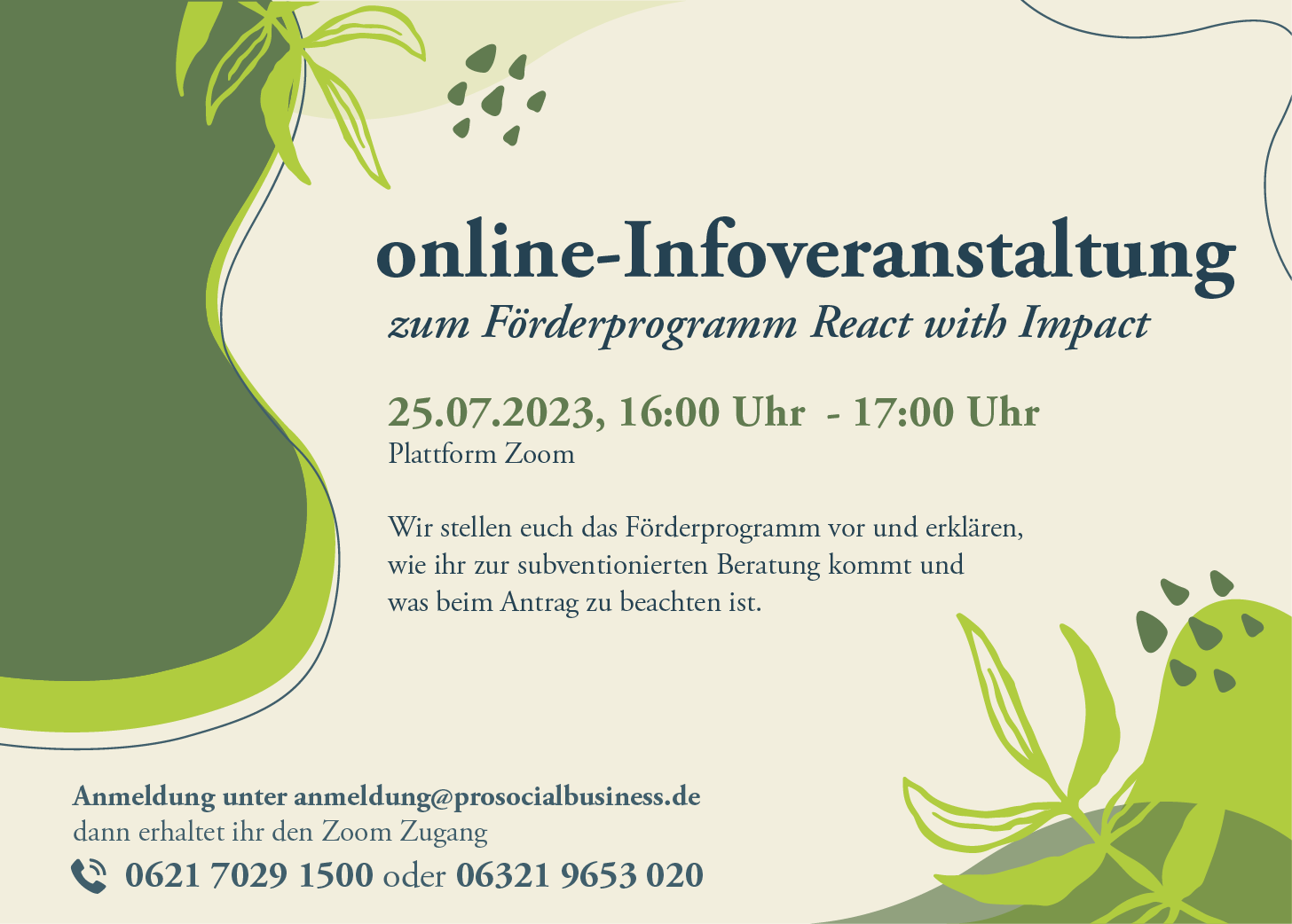 Online- Infoveranstaltung zum Förderprogramm React with Impact 25.07.2023